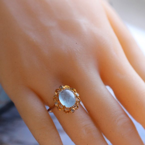 Vintage Natural Aquamarine Stone Adjustable Ring for her - Picture 6 of 7